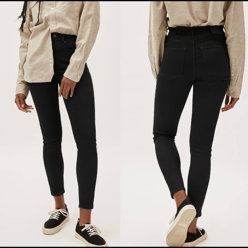 Everlane NWT Black The Authentic Stretch High Rise Skinny Cropped Jeans Size 26